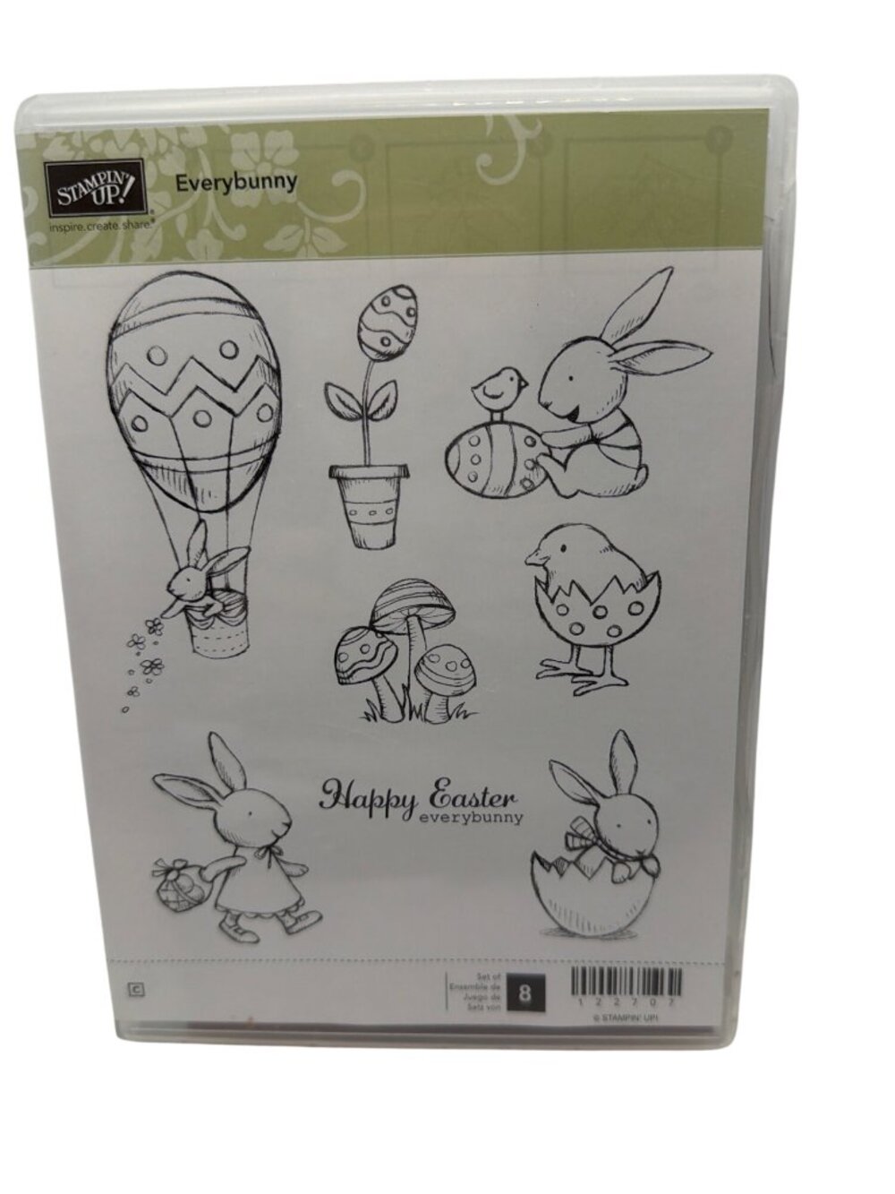 Stampin Up Everybunny Easter Bunny Rabbit Clear Mount Rubber Stamp Set 8 Pieces